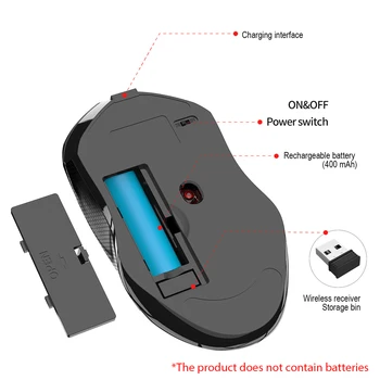 YWYT G851 Silent Wireless Mouse 1600 DPI 2,4 GHz, Nešiojamas Mini Žaidimų Pelės Laptop Notebook Biuras - 
