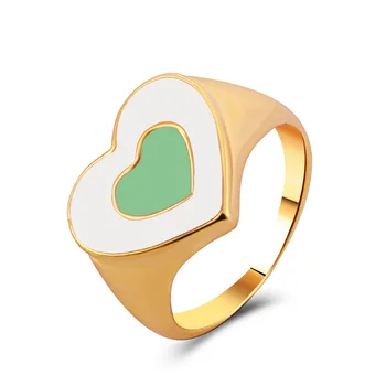 Meilė Širdies Emalio, Metalo Žiedai Moterims Spalvotų Stambusis Piršto Žiedą 2021 Naujas Mados Derliaus Šalis, Papuošalai Mergaitėms Dovanų - 