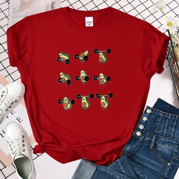 Avokado Kawaii Cartooon Komiksai Moteris Marškinėliai Hip-Hop Prarasti T Shirts Harajuku Brand Tee Marškinėliai 2021 Naujas Vasaros moteriški Marškinėliai - 
