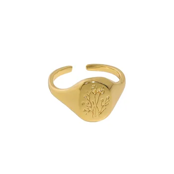 Nekilnojamojo 925 Sterlingas Sidabro Ovalo Formos Gėlių Žiedai Moterims Piršto Priedai, Elegantiškas Aukso Spalvos Žiedas Moteris Fine Jewelry 2021 - 