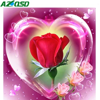 AZQSD Diamond Tapybos Rose kvadratiniu Siuvinėjimo Pardavimas, Gėlių Kryželiu 5d 