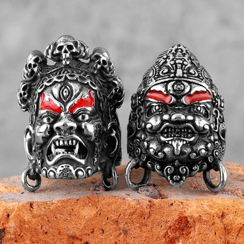Tibeto Budizmas Raksha Buda Nerūdijančio Plieno Mens Žiedai Punk Amuletas Vyrų Draugu Biker Juvelyrika Kūrybiškumo Dovana, Didmeninė - 