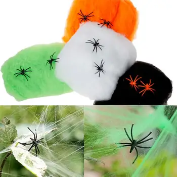 Voratinklyje vientisos Spalvos Dekoratyvinės Verisimilitude Dirbtinis Spider Web ir Vorai Helovinas - 