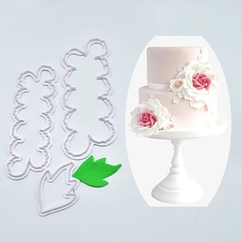 3PCS/set 3D Rose Žiedlapis Gėlės Formos Pjoviklis Maker Elegantiškas Tortas Formų Minkštas Tortas Dekoravimo Pelėsių Cukraus Amatų Pelėsių 