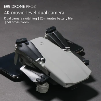 2021 Naujas E99 Pro2 RC Mini Drone 4K Dual Camera Skimmer WIFI FPV Oro Fotografija Juodos Ir Pilkos spalvos, Sulankstomas Dron Quadcopter Žaislai - 