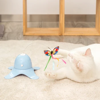 Elektroninių Naminių Kačių Žaislas Smart Automatinė Funny Cat Naudotis Žaislas Elektros Sukasi Kačiukas Žaislai Drugelis Cat Stick Interaktyvus Žaislas - 