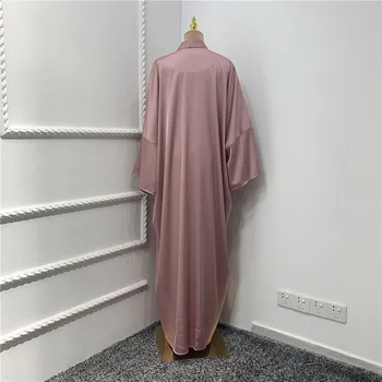 Musulmonų Atidaryti Kimono Abayas Kaftan Moterų Atlasas Maxi Skraiste Kietas Cardigan Musulmonų Eid Ramadanas Artimųjų Rytų Prarasti Turkijos Dubajus Suknelė - 