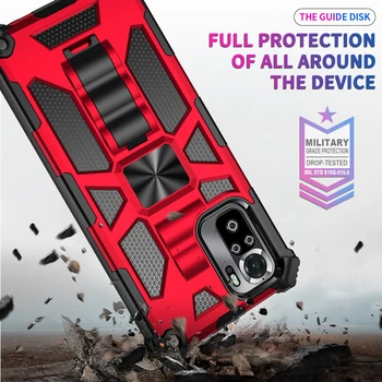 Mados Šarvai atsparus smūgiams Sunkiųjų Telefoną Atveju Xiaomi Redmi 10 Pastaba 10S Pro Max 4G Automobilių Magnetinio Atramą Apsaugos Galinį Dangtelį - 