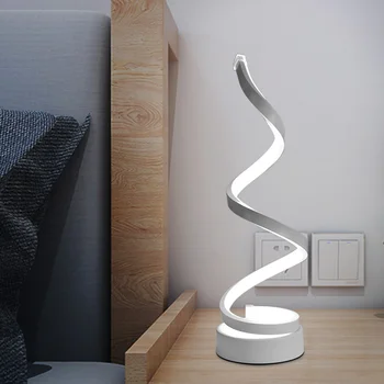 Šiuolaikinių LED Spiralės Stalo Lempos Lenktas Stalas Naktiniai staleliai, Lempa šaltai Balta Šiltai Balta Šviesos gyvenamojo Kambario, Miegamojo, Skaitymo Apšvietimas - 