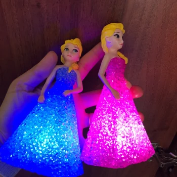 Disney Princesė Elsa Anna Naktį Led Šviesos Baterijos Vaikams Žaislas Spalvinga LED Žibintai Gradientas Kristalų Lempos, Kalėdų, Gimtadienio dovana - 