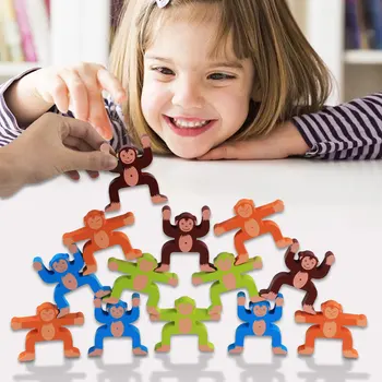 Vaikai Montessori Medinių Gyvūnų Balansas Blokai Stalo Žaidimai Žaislas Beždžionės Švietimo Krovimas Didelis Pastatas, Blokinis Medienos Žaislas Berniukams - 