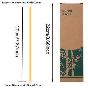 10vnt/Set Natūralių Organinių Bambuko Šiaudų Daugkartinio naudojimo Geriamojo Šiaudelius Su Atveju + Švariu Teptuku ekologiškus Bambuko Šiaudų Baras Įrankiai - 