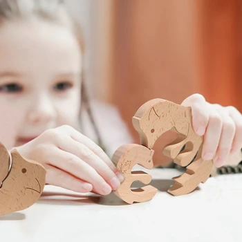 Vaikų Ankstyvojo Ugdymo Gyvūnų Modelio, Medinės 3D Dėliones Medienos Žaislai Vaikams, Kūrybos Dėlionės Homeschool Prekių Švietimo vieno gabalo - 