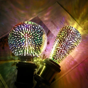 3D spalvotu LED Edison Lemputes E27 220V Fejerverkai Dekoravimas Lemputė ST64 G95 A60 Kalėdų Ravėjimas Ampulä-LED Lempos, Patalpų Apšvietimas - 