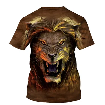 3D Žiaurus Liūtas Print T-shirt Vyrai 2021 Mados Vasaros Naujų O Kaklo trumpomis Rankovėmis Tees Viršūnes 3D Stiliaus Vyrų Drabužiai Atsitiktinis marškinėliai - 