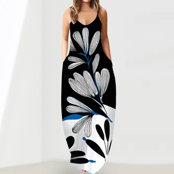 2021 Naujas Mados Moterų Atsitiktinis Suknelė Vasaros Spausdinti Kišenės, Kilpos Rankovių Purus Suknelė, Mados Dizaino Dienos Nežiūriu Suknelės - 