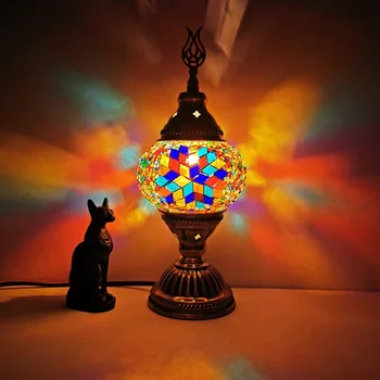 Rankų darbo Stalo Lempa turkijos vitražas umbra Meno Derliaus Romantiška mosaicDesktop Dekoratyvinis Apšvietimas Spintelė Naktį šviesos - 