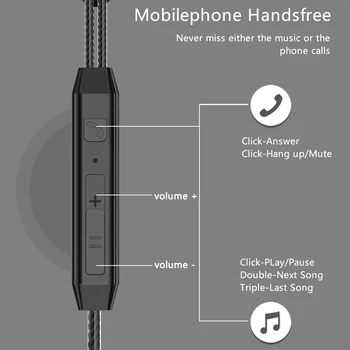Super Metalo Bass Ausinės, Laidas Hibridas Stereo In-Ear ausinės Su Mic Laidas Garso Valdymo iPhone 6 6S 7 Plius 5S SE MP3 MP4 - 