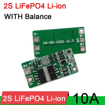 2S 10A 6.4 V, 7.4 V LiFePO4 18650 Li-ion ličio Polimero Baterija, Apsaugos Valdybos MOS BMS PCM, Su Pusiausvyra - 