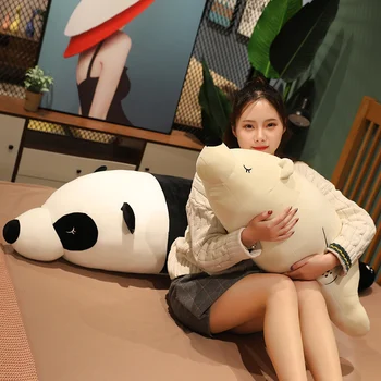 Gražus 1pc 70cm-120cm Mielas Gulėti Polar Bear & Panda Pliušiniai Žaislai Mielas Gyvūnų Įdaryti Minkštos Lėlės Pagalvę Vaikams, Gimtadienio Dovanos - 