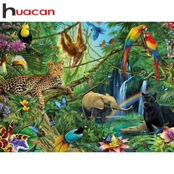Huacan kvadratiniu 5D Daimond Tapybos Meno Rinkiniai Gyvūnų Diamond Siuvinėjimo Dramblys Mozaikos Namų Dekoro - 
