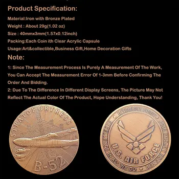 Stratofortress B52 Jav Oro Pajėgų Uždavinys Karinės Monetos Specialiųjų Pajėgų Suvenyrai Monetų Dovanų Medalis Senovinių Kolekcines - 