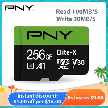 PNY SD atminties kortelė TF kortelės 10 Klasė U3 Skaityti greitis 100MB/s Skaitmeninio fotoaparato/vaizdo/tablet/telefonas SDXC kortelės Mini sd kortele - 