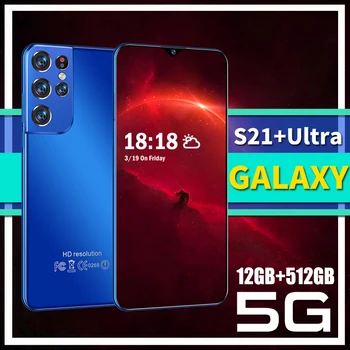 5G Pasaulio Versija S21+ Ultra Android Telefonai 12 GB 512 GB/128 GB Deka Core 48MP Kamera 6.7