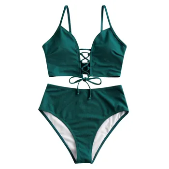 2020 m. Moteris Seksuali Bikini Komplektas Nėrinių Gėlių Spausdinti Tvarstis maudymosi kostiumėlį Aukšto Juosmens Diržas Brazilijos Biquini Vasaros maudymosi kostiumėliai, Paplūdimio Drabužiai - 