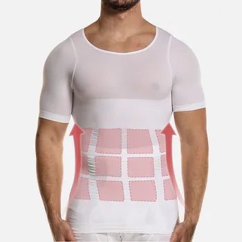 Vyrai Suspaudimo Shapewear Marškinėlius Kūno Shaper Krūtinės Rišiklio Marškinėliai Lieknėjimą Juosmens Tummy Trimmer Skustukai Vyrų Plonas Korpusas Viršų - 