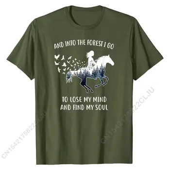 Arklių Marškinėliai Moterims: Į Mišką Einu Jodinėjimas Žirgais T-Shirt Mielas Vyrų Tshirts Normalus Šukuotinės Medvilnės Marškinėliai Europa - 