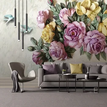 Individualizuotos Fono paveikslėlį Europos Retro Stiliaus Gėlių, Paukščių Freskomis Kambarį TELEVIZIJA Miegamojo Namų Dekoro Sienos Dokumentai Sienų Freskomis 3D - 