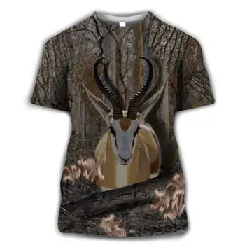 Vasaros Vyrų Kamufliažas Medžioklės Gyvūnų Sika Elniai T-shirt Naujas 3D Laisvalaikio vyriški marškinėliai Mados Gatvė Drabužių Ponios Megztinis - 