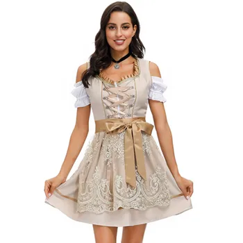 3pcs nustatyti Dirndl Suknelė Moterų vokietijos Oktoberfest Bavarijos Alaus Wench Kostiumas Maid Išgalvotas Aprangą - 