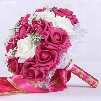 Dirbtinis Vestuvių Nuotakos Puokštė Bridesmaid, Gėlių Retro Rožių Puokštė Hydrangea Derliaus Nuotaka Valdos Netikrą Gėlių Namų Dekoro - 