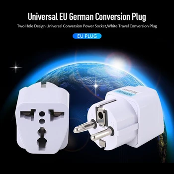 Universalus ES vokiečių Konversijos kištukinis Adapteris, Europos (Vokietija, Australija, Kinijos kištukinis Lizdas, Balta Kelionės Konversijos Plug - 