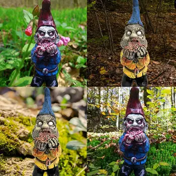 Derva Zombie Gnome Ormament Unikalus Patvarus Environmently Draugiškas Siaubo Serija Lauko Terasoje Sode Festivalis Kieme Sodo Dekoro - 