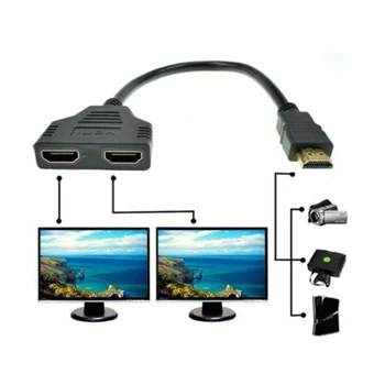 1080P HDMI Port Vyrų ir 2 Moterys 1 2 Iš Skirstytuvo Kabelio Adapteris Keitiklis - 