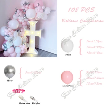 108pcs Pink Macaron Gimtadienio Fone Baby Shower 