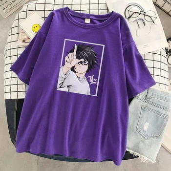 Japonų Anime Death Note Išlikimo Žaidimas moteriški Marškinėliai Mados Minkštas trumpomis Rankovėmis Vasarą Tinka T-Shirt O-Kaklo Atsitiktinis Marškinėliai Topai - 