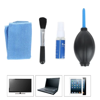 4 in1 Tablet Cleaner Kit netoksiškas Valymo Skystis/Minkštas Audinys/Šepetys/Air Duster 