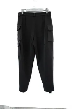 Didelis metrų vyriškos kelnės 2018 Home-made rudenį kratinys atsitiktinis kelnės su daug kišenių originalaus dizaino juodos kelnės - 